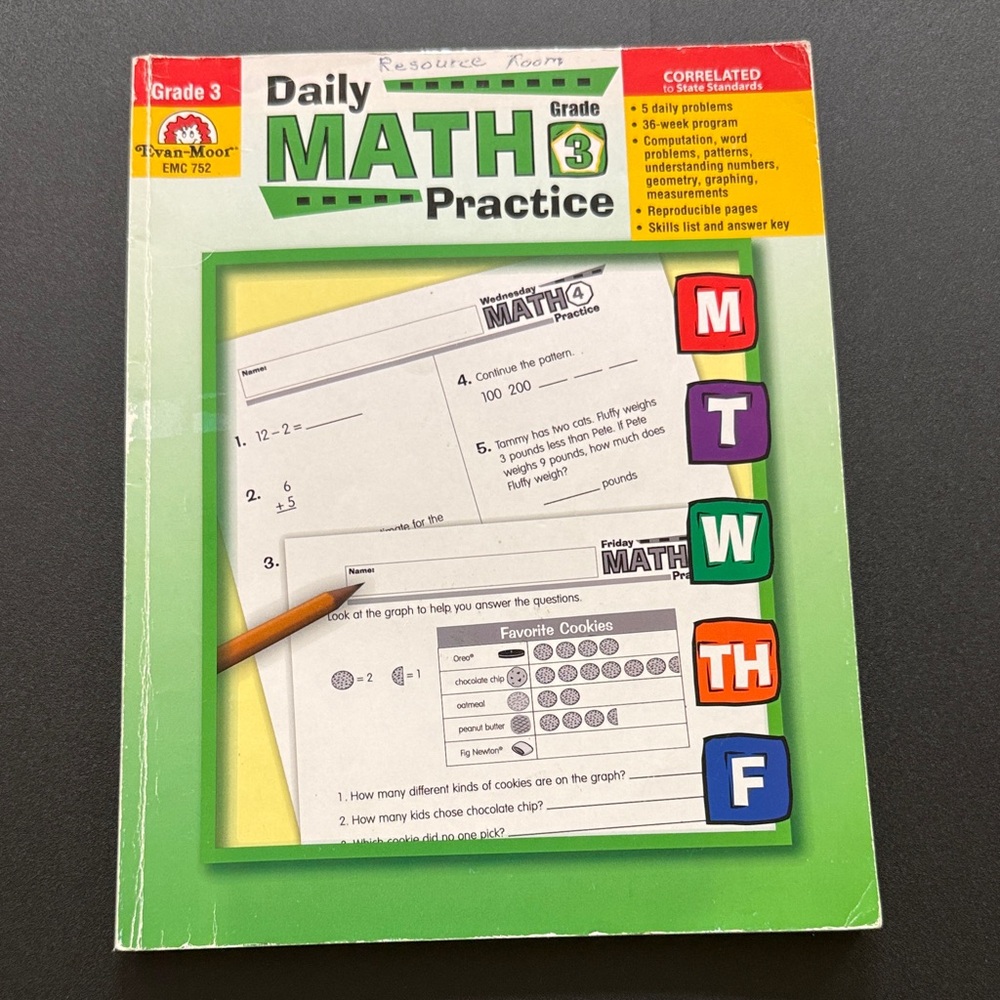 Vintage 1998 Evan-Moor Daily Math Practice Grade 3 Book